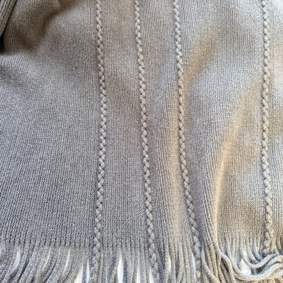 Layers By Lizden Poncho Womens Plus Gray Acrylic Fringe Trim Open Front - Picture 3 of 5